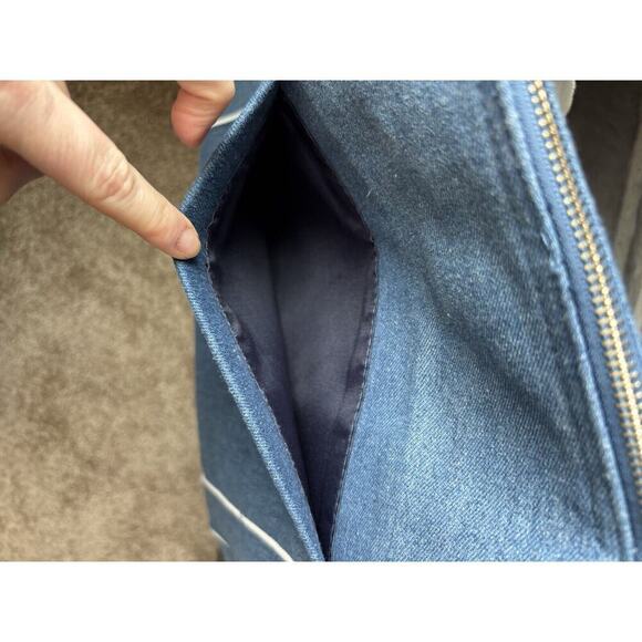 Draper James Chambray Savannah Large Duffle Bag blue white Coastal Resort Travel - Picture 8 of 16